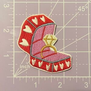 NWOT Heart Engagement Ring Proposal Box Bride to Be Embroidered Iron On Patch
